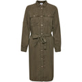 Military Style Shirt Dress - Khaki