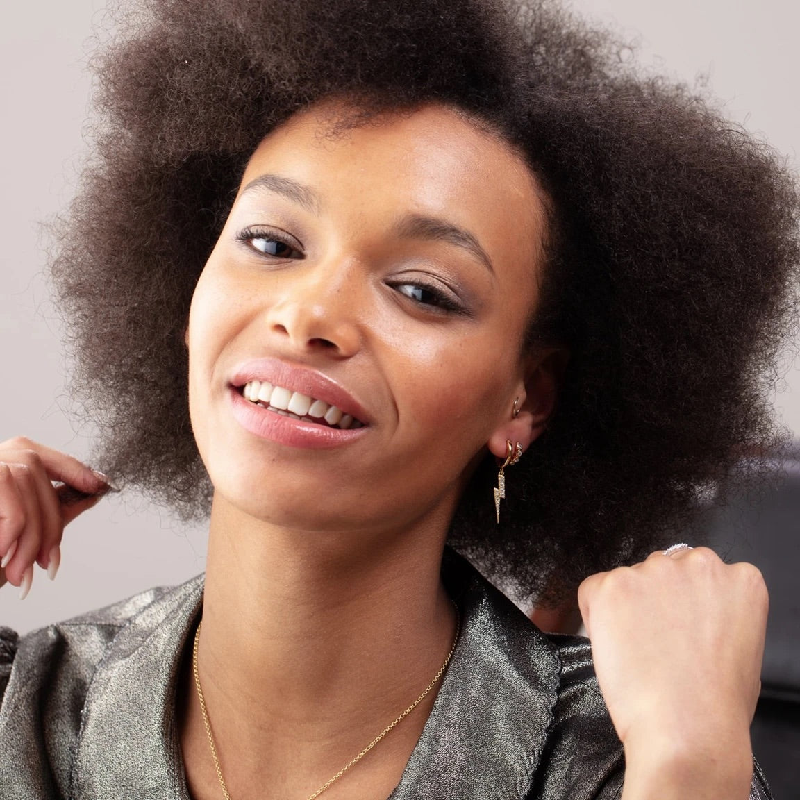 Lightening Bolt Hoop Earrings - Gold Plated