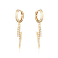 Lightening Bolt Hoop Earrings - Gold Plated