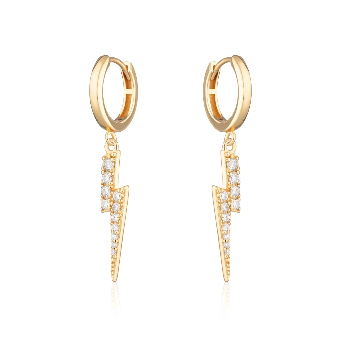Lightening Bolt Hoop Earrings - Gold Plated