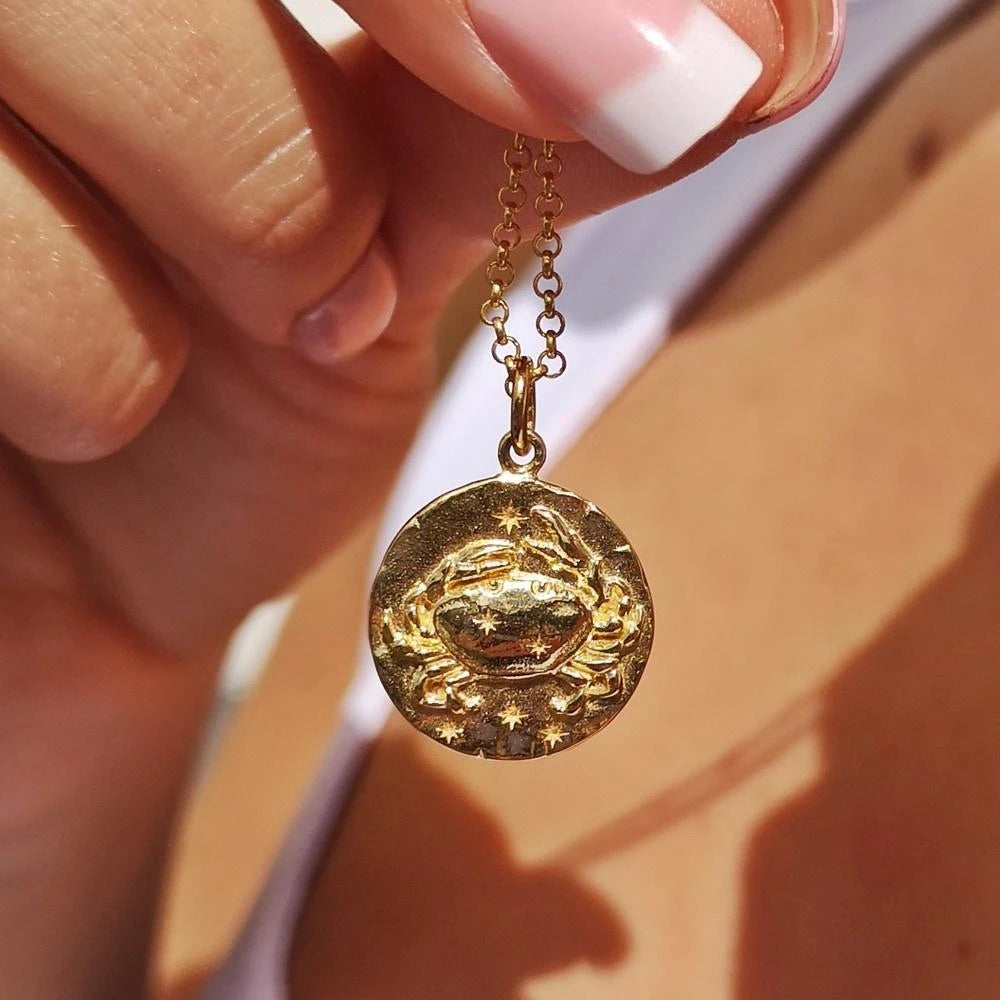 Cancer Zodiac Necklace - Gold
