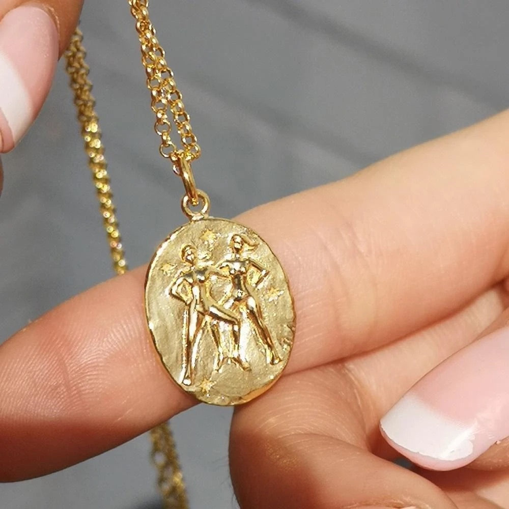 Gemini zodiac necklace - Gold