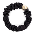 Gold Heart Silk Scrunchie - Black