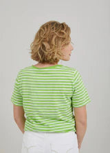 T-shirt with stripes - mid length sleeve - flashy green stripe