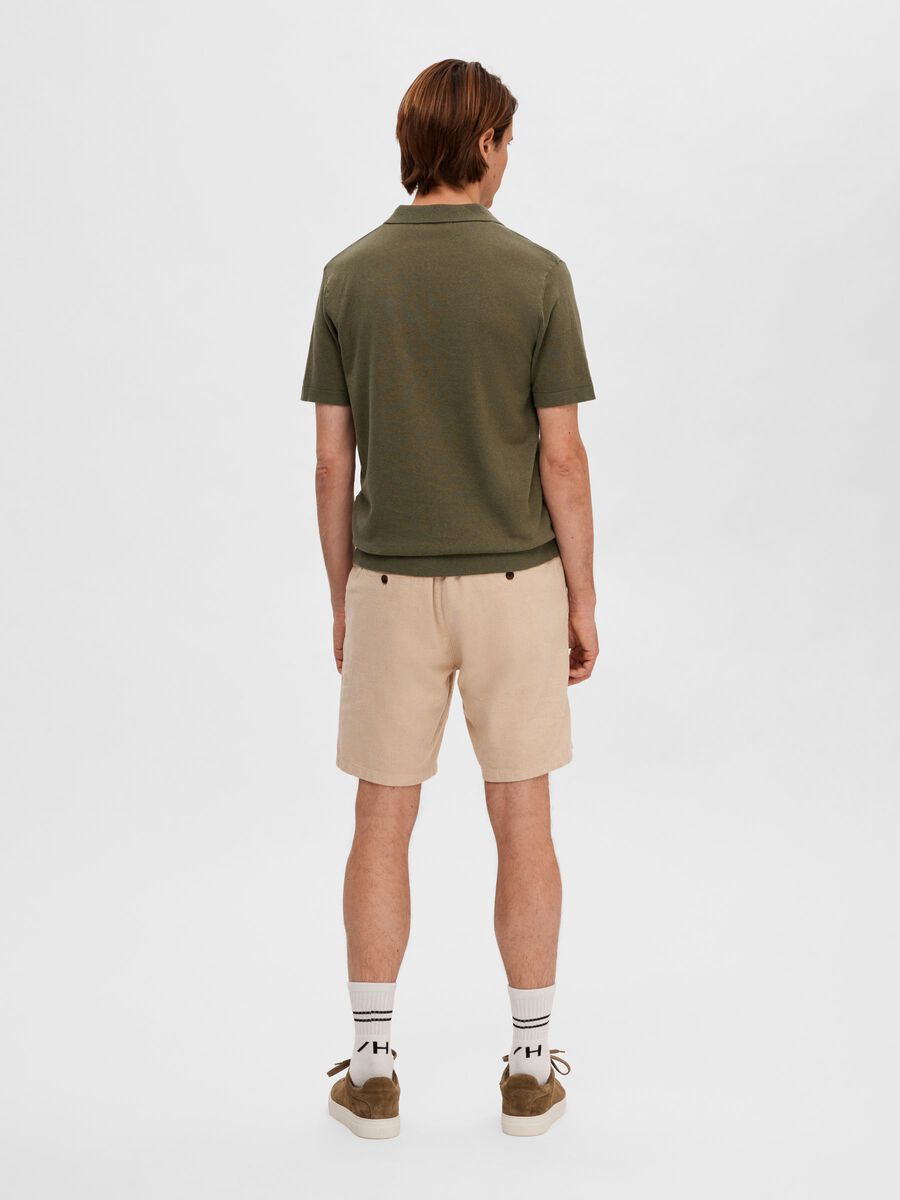 LINEN POLO SHIRT - Burnt Olive