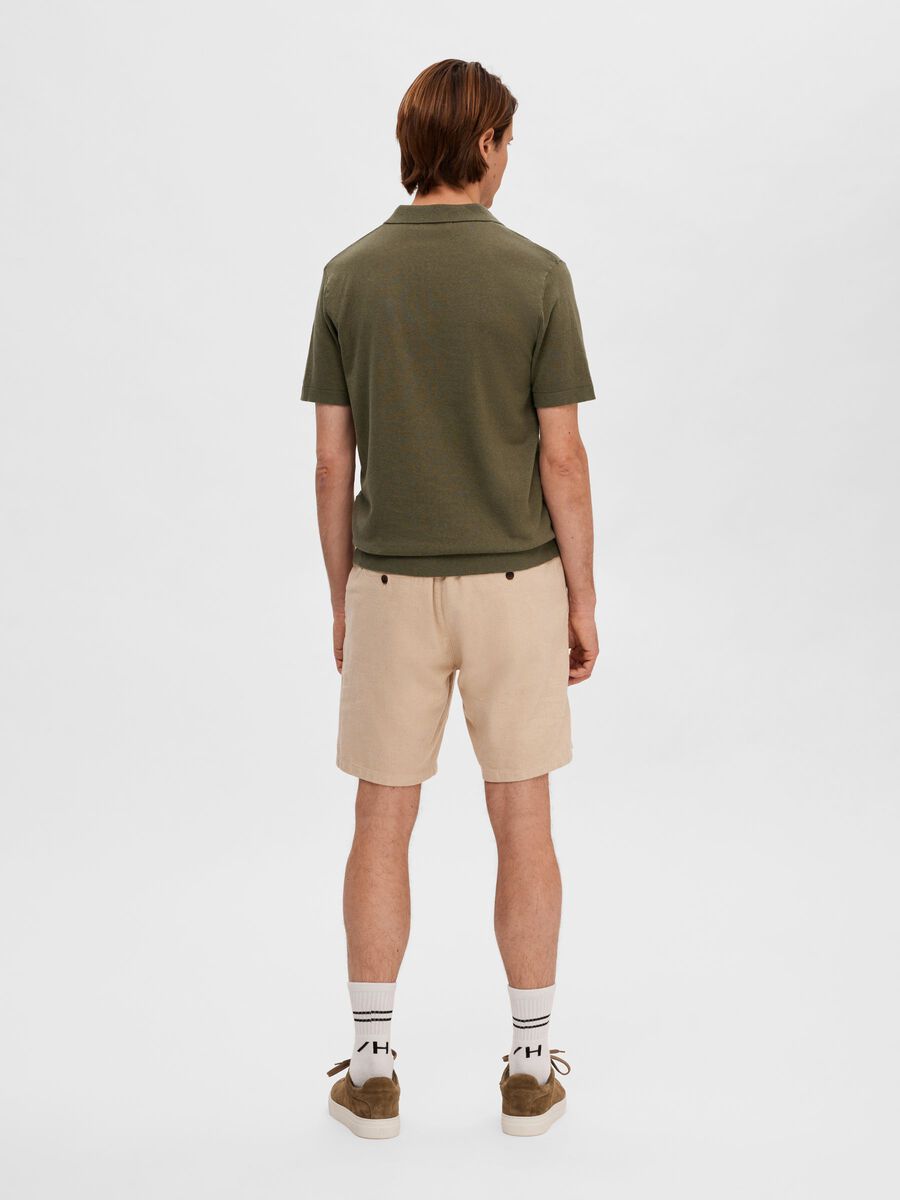 Linen Polo Shirt - Burnt Olive