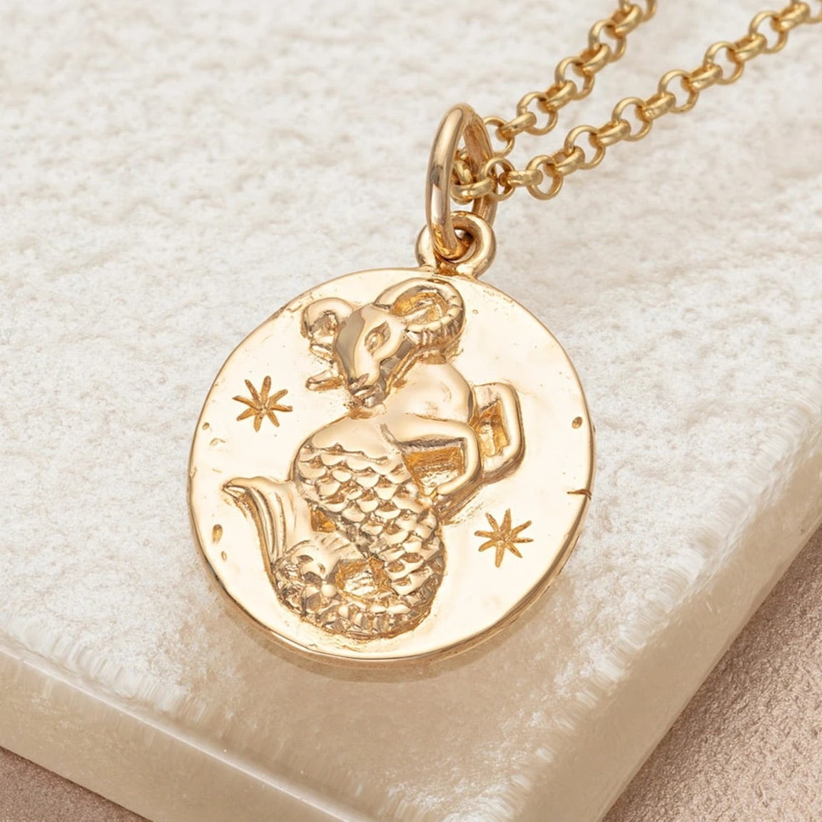 Capricorn zodiac necklace - gold