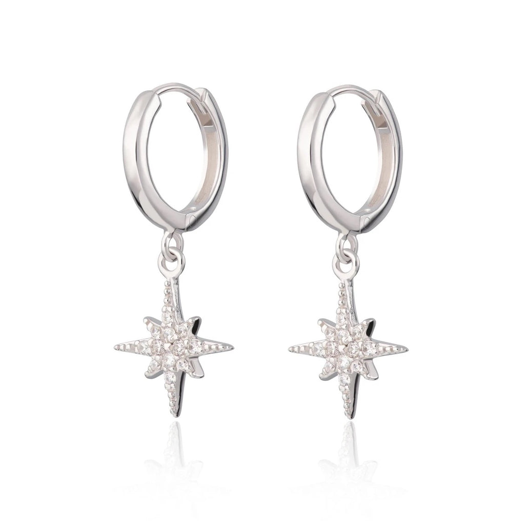 Starburst Hoop Earrings - Sterling Silver