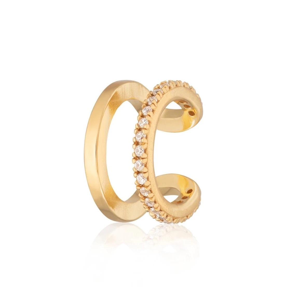 Double band small ear cuff - gold plated