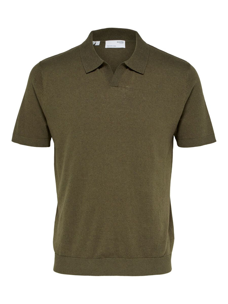 Linen Polo Shirt - Burnt Olive