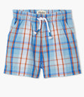 blue plaid woven shorts