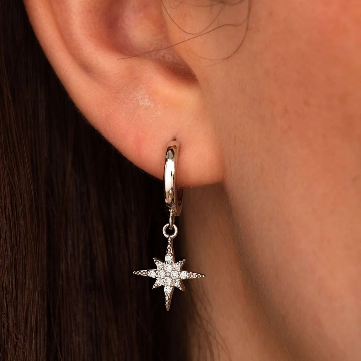 Starburst Hoop Earrings - Sterling Silver