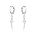 Lightening Bolt Hoop Earrings - Sterling Silver