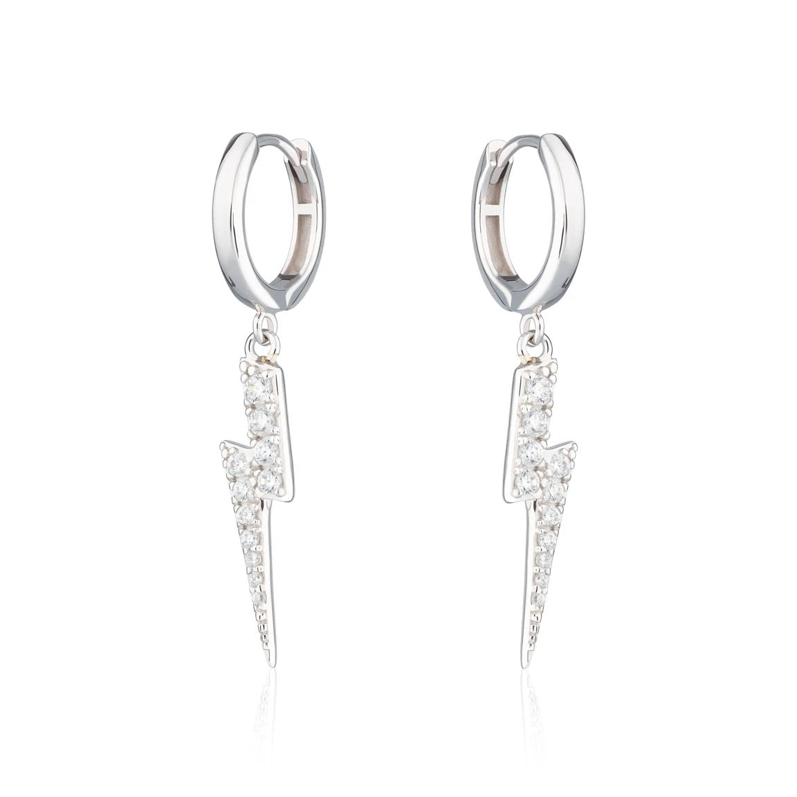 Lightening Bolt Hoop Earrings - Sterling Silver