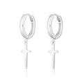 Cross Hoop Earrings - Sterling Silver