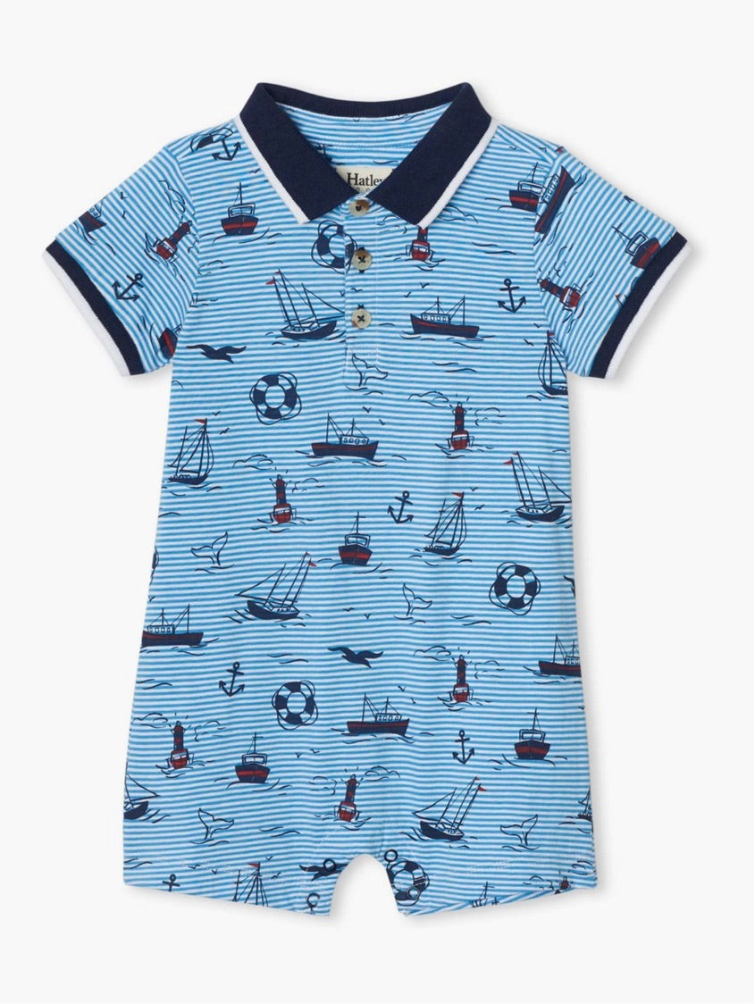 out at sea baby polo romper