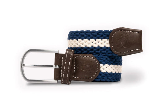 Recycled Woven Belt - Navy and White