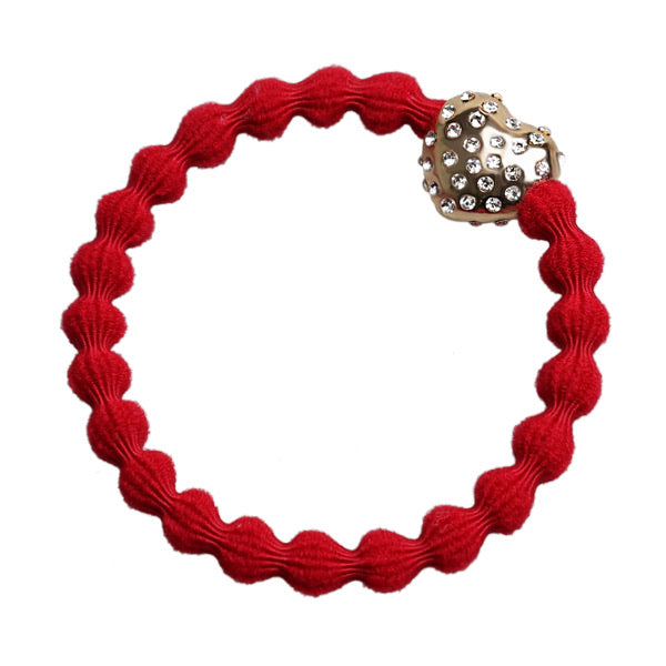 Diamanté Bubble Heart Bangle Band - Cherry Red