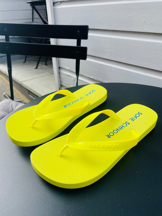 Neon Yellow Flip Flops