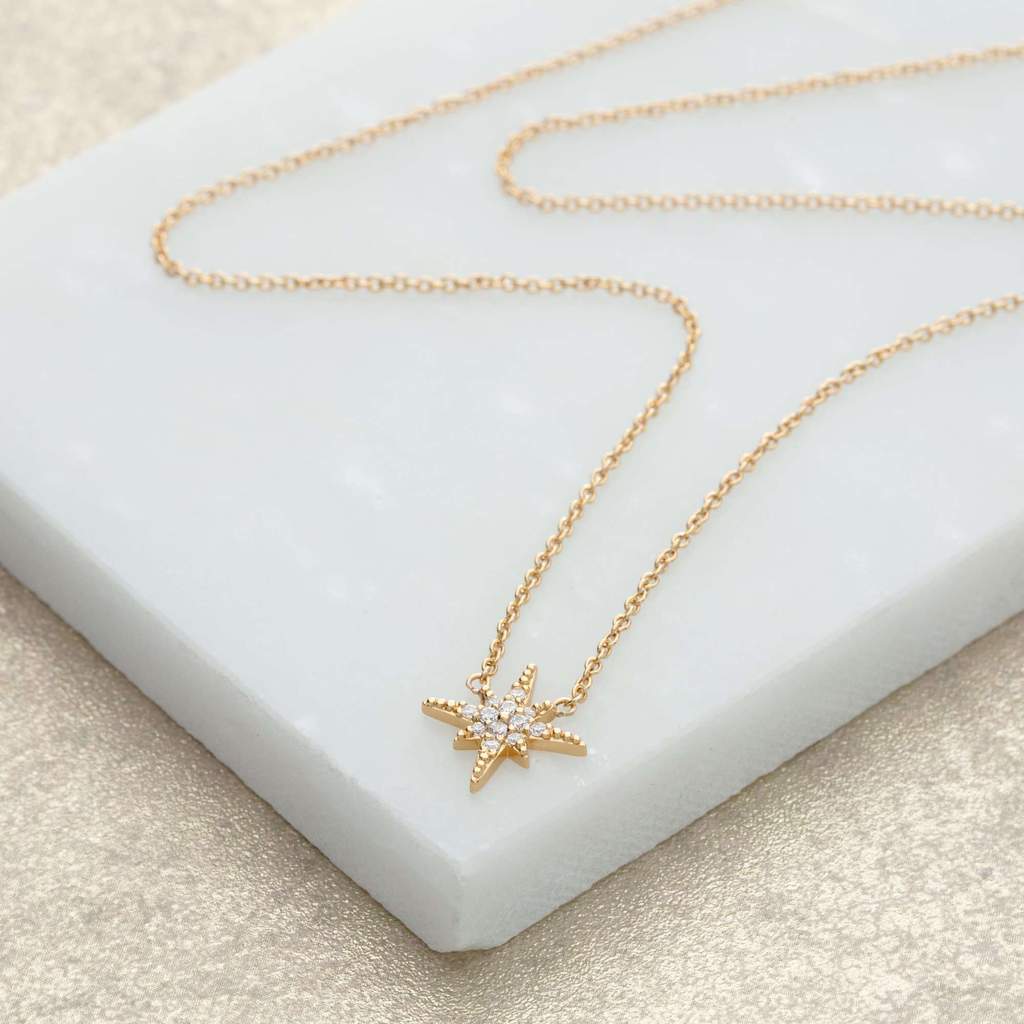 Starburst Necklace with Slider Clasp - Gold