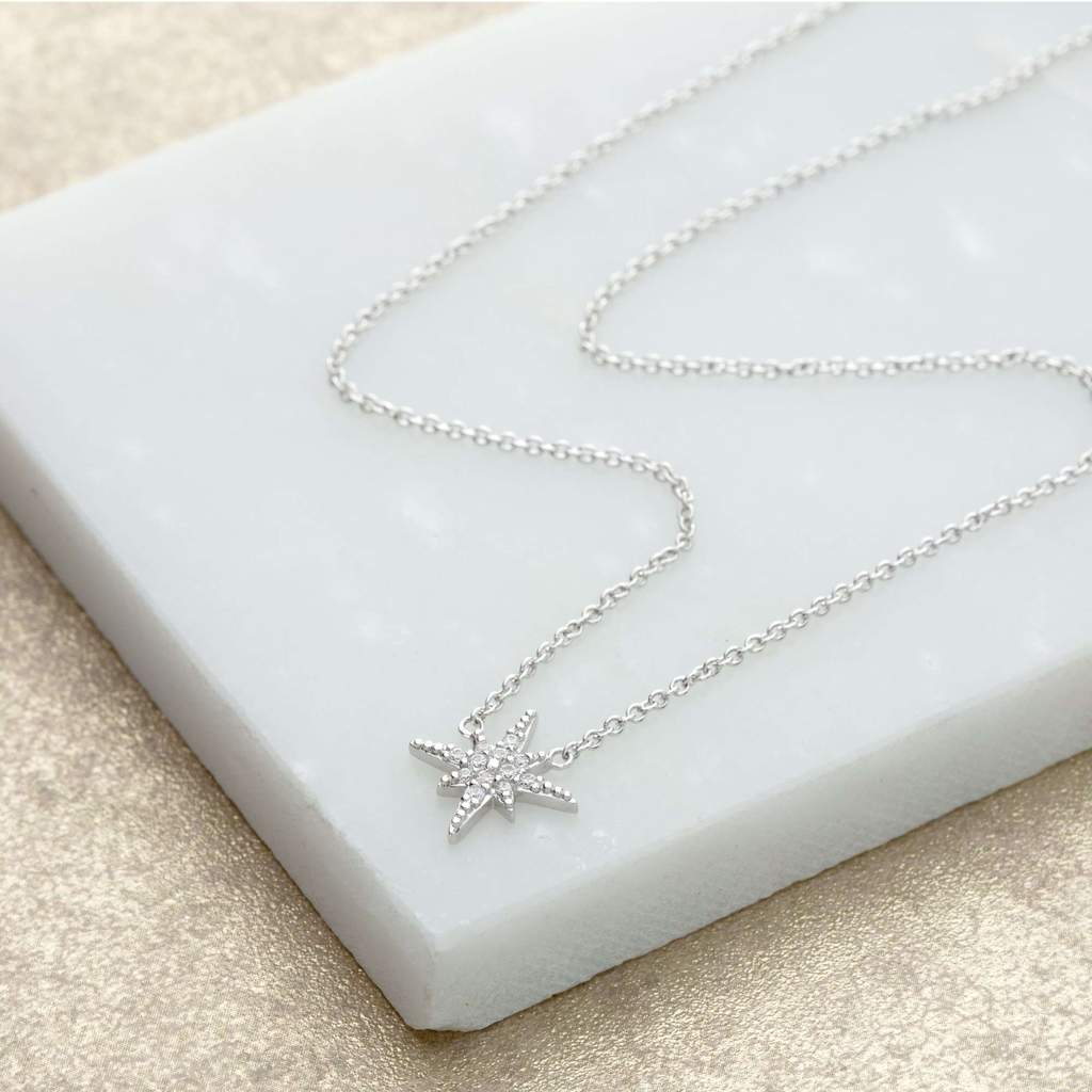 Starburst Necklace with Slider Clasp - Silver