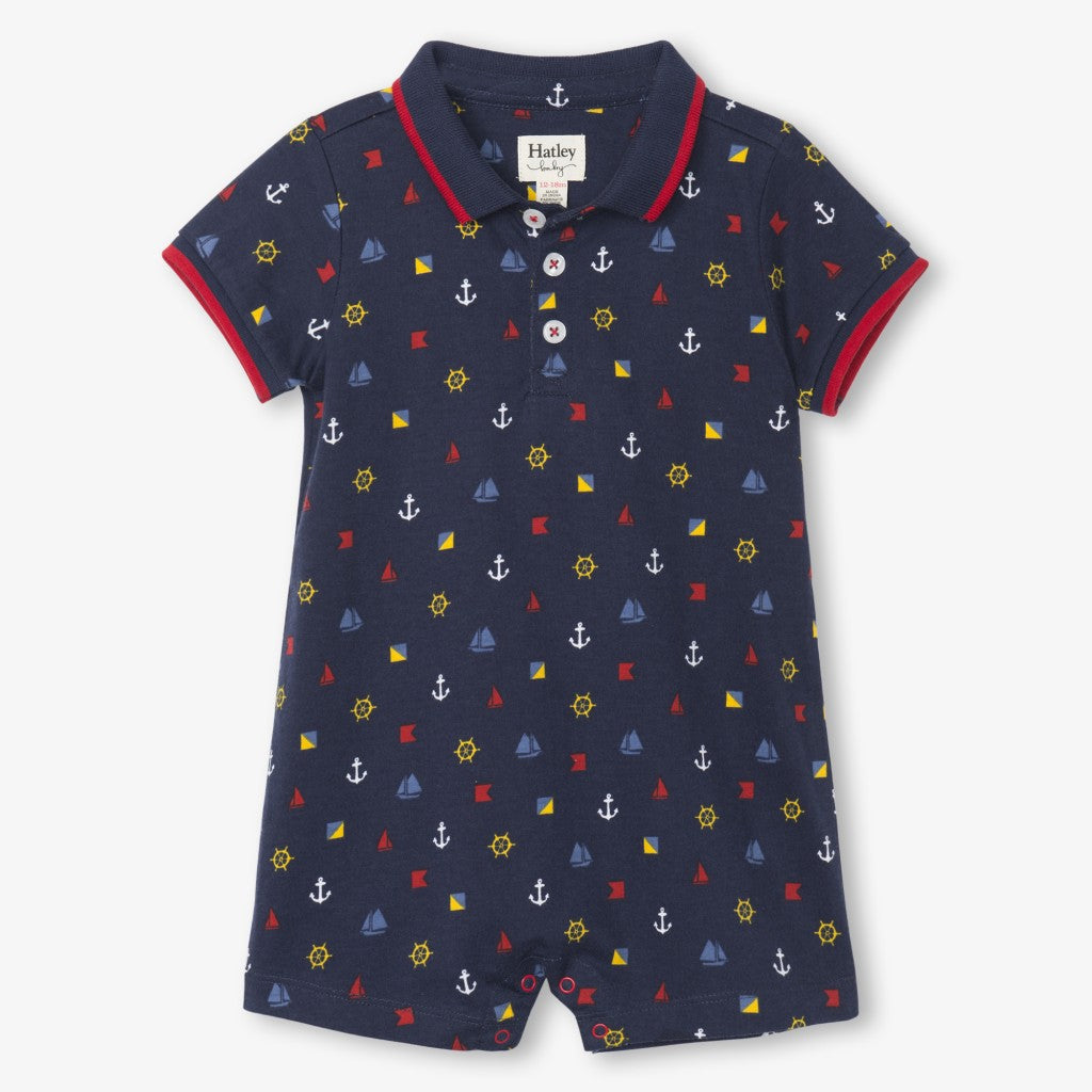 nautical emblems baby polo romper
